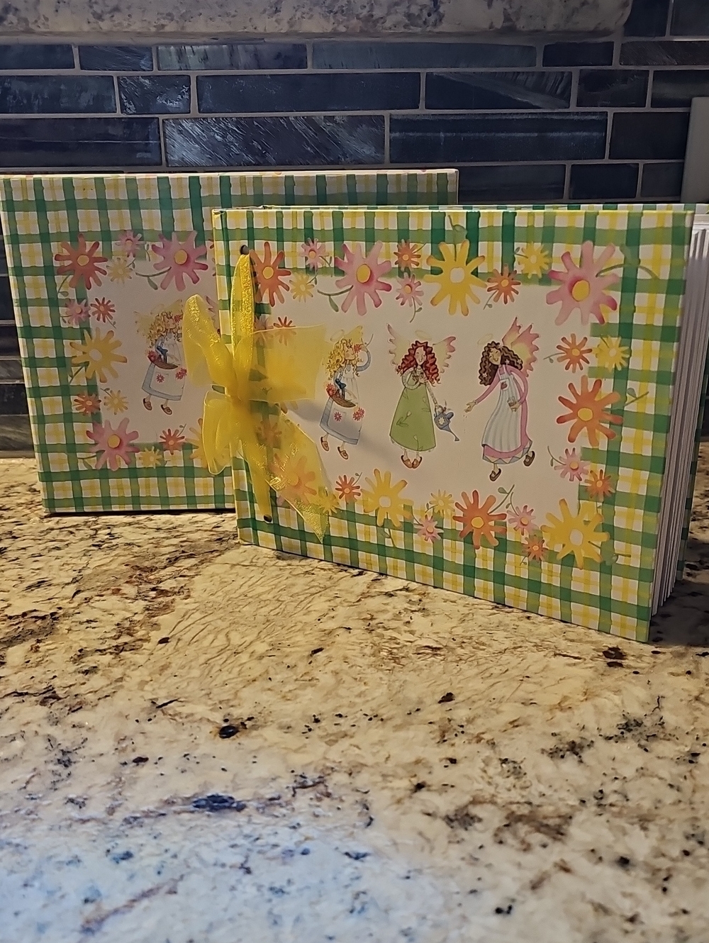 Yellow Floral Plaid Decorative Photo Album by